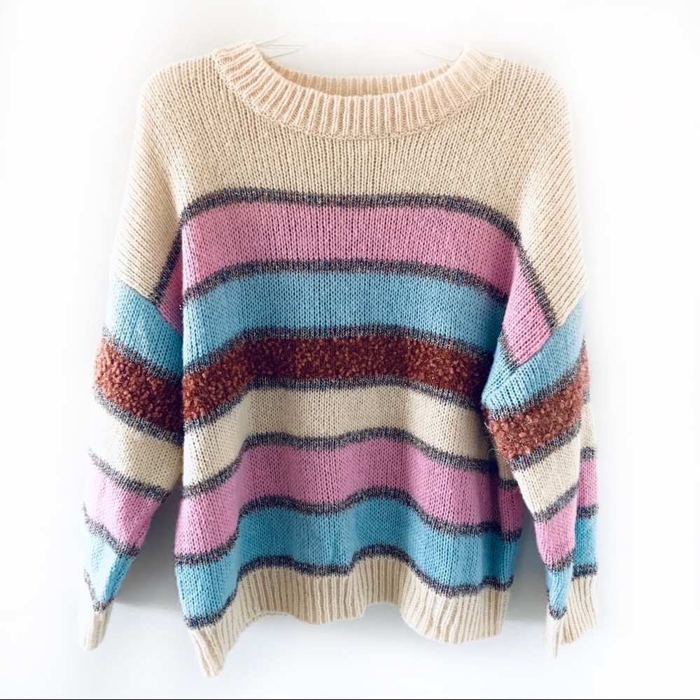 Cotton Emporium Striped Crewneck Sweater Sz XL